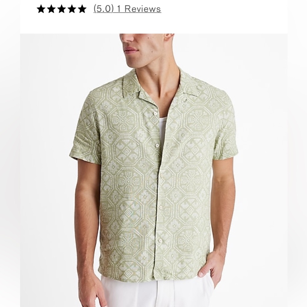Express Geo Dot Linen Blend Button Down - NWT